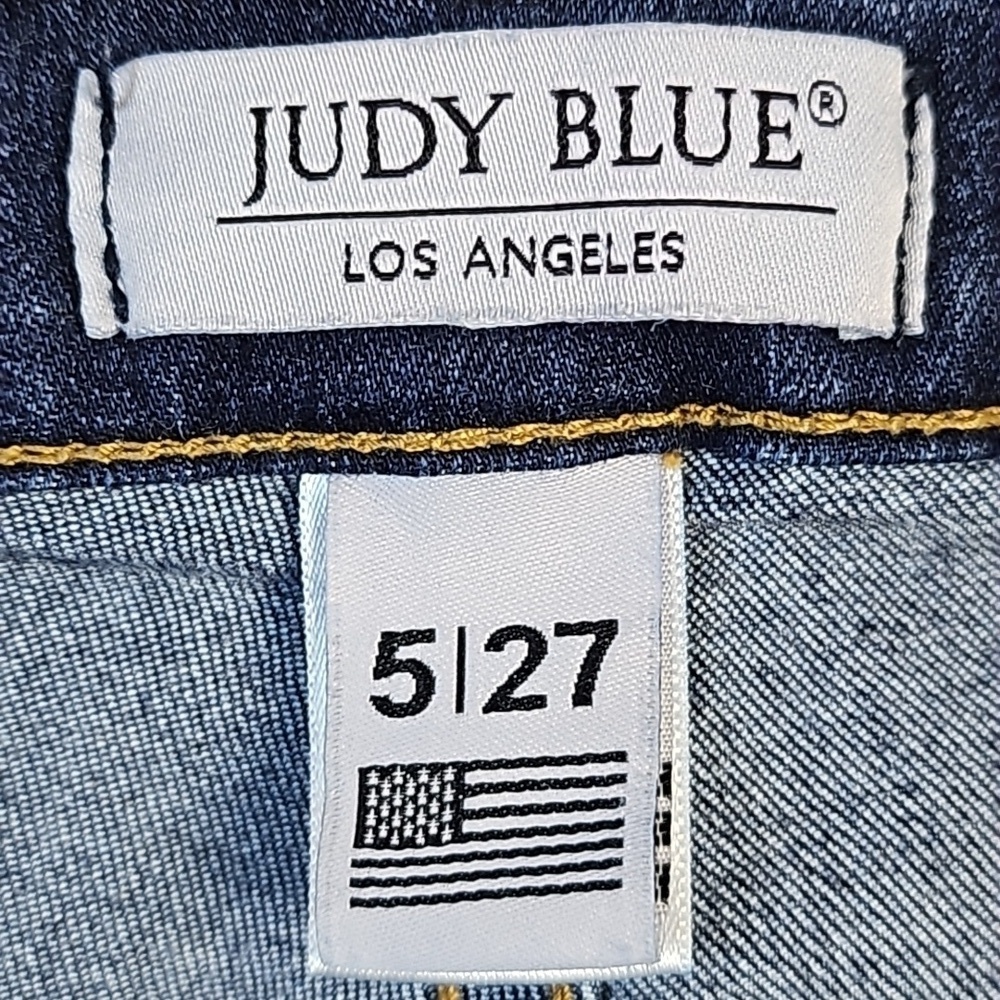 Judy Blue High Rise Super Flare Leg Raw Hem Dark Wash Stretch Denim Jean - Picture 11 of 16